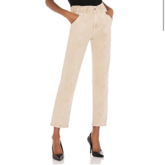 MOTHER Pants - MOTHER The Springy Ankle Jeans in Sand Beige Straight Leg with Stretch Size 24